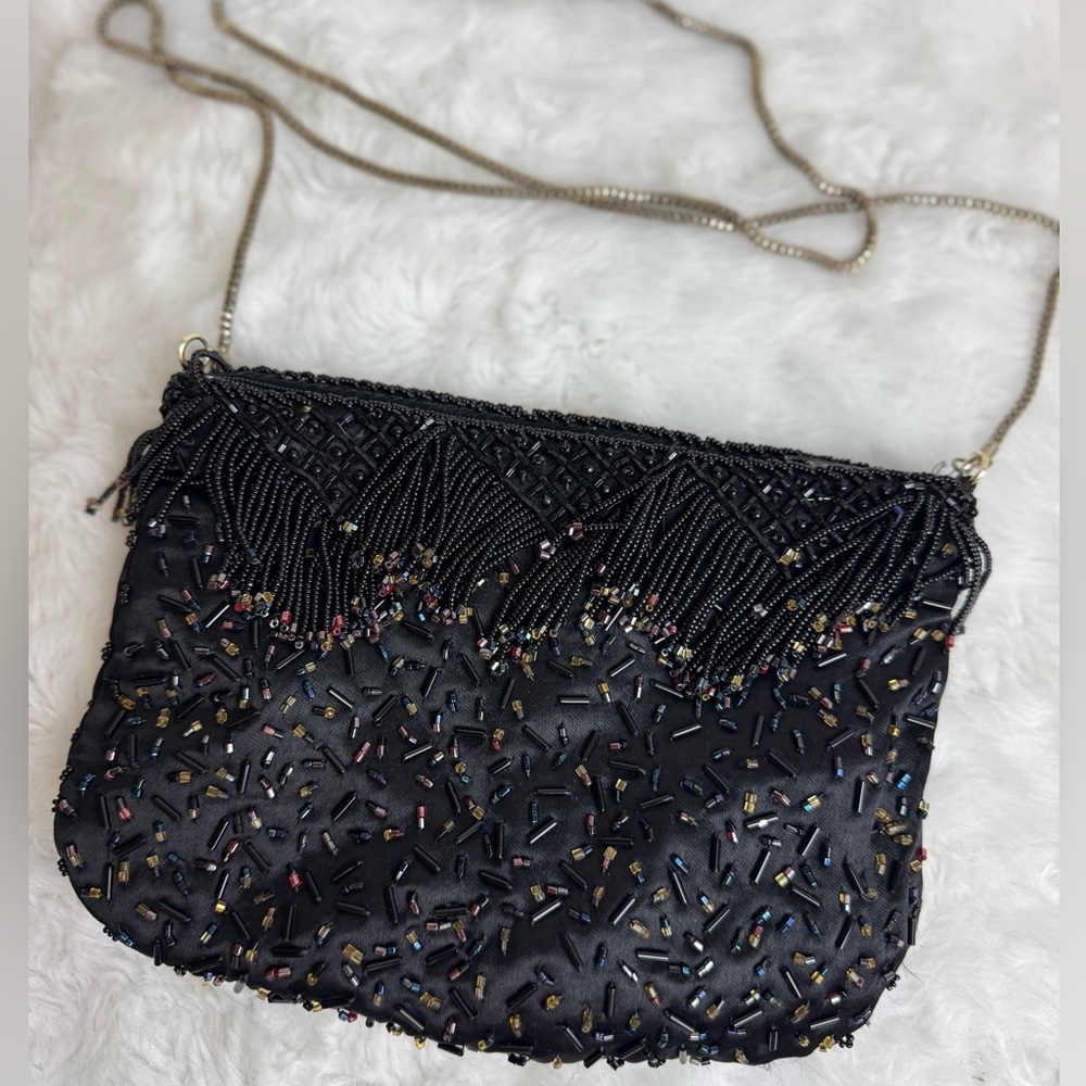 vintage La Regale black beaded evening bag.